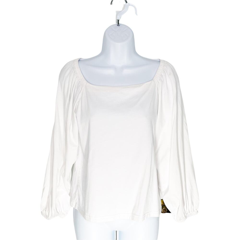 Banana Republic Supima Cotton Blouse Balloon Sleeve White XS